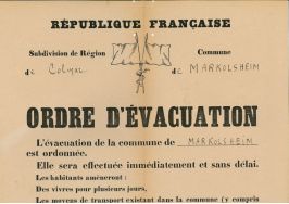 Ordre d’évacuation reçu par la commune le 1er septembre 1939.