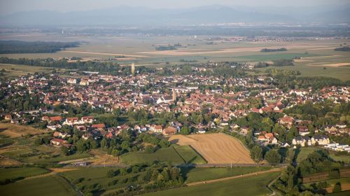 La commune de Marckolsheim vue du ciel 