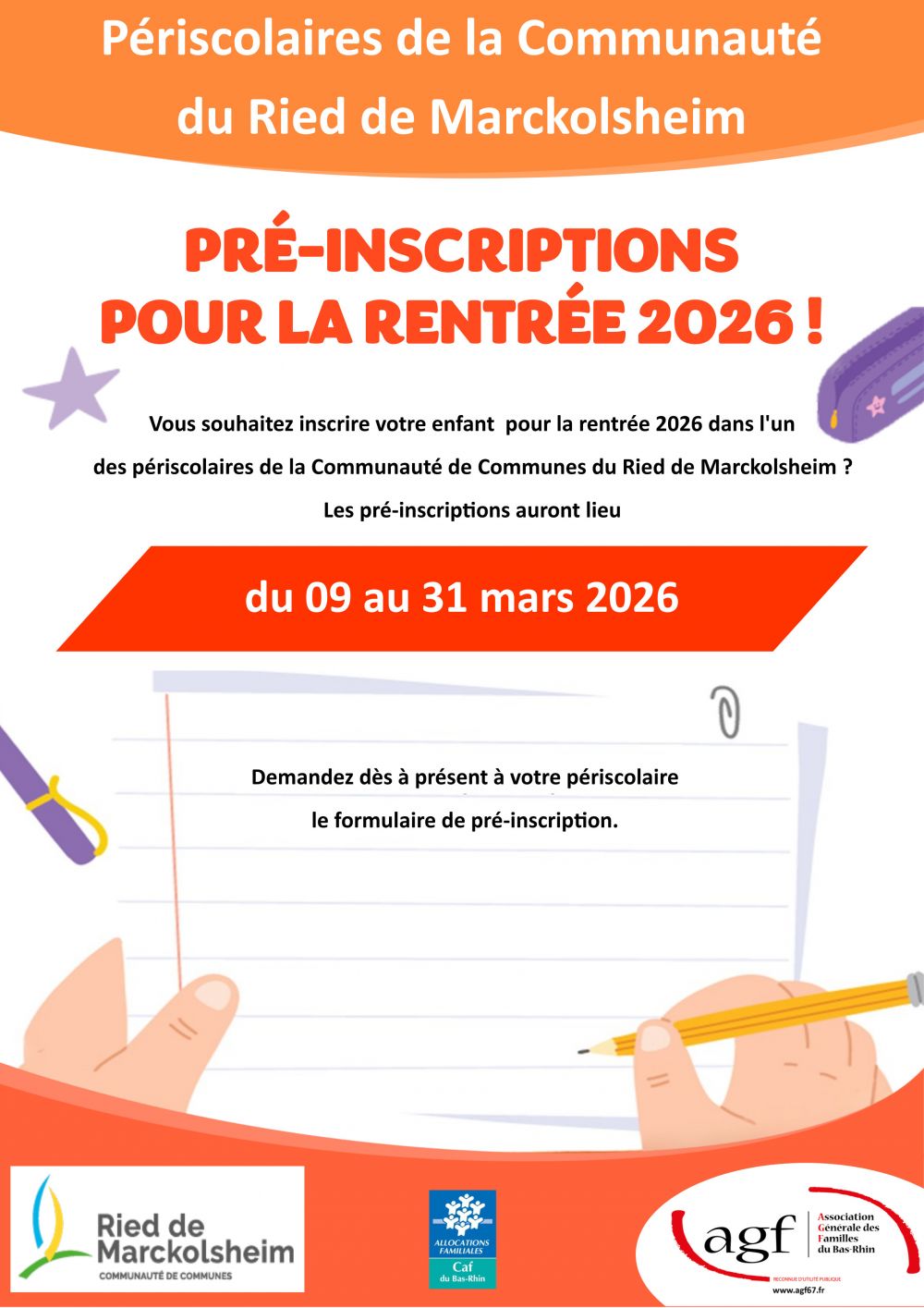 2026-2027 affiche pr&eacute;-inscription