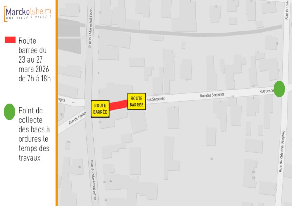 Travaux rue des serpents mars 2026